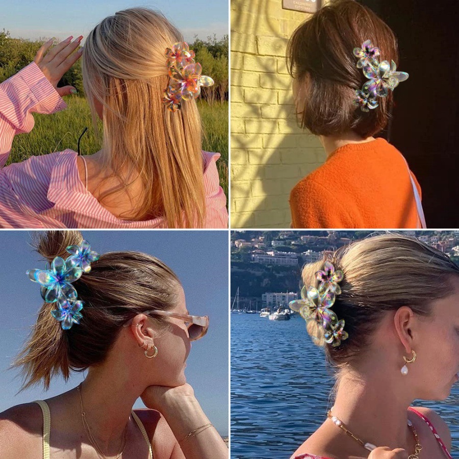 86g Weight Hair Clip, Hair Claws Hair Accessories Type 1 Piece Quantity Holiday, Daily, Selfie Occasion Plastic Material Flower, Fish, Shark, Plumeria Pattern All Seasons Season Women's Gender Cute Style Cute Women's Flower Fish Shark Plastic Hair Clip Hair Claws 12