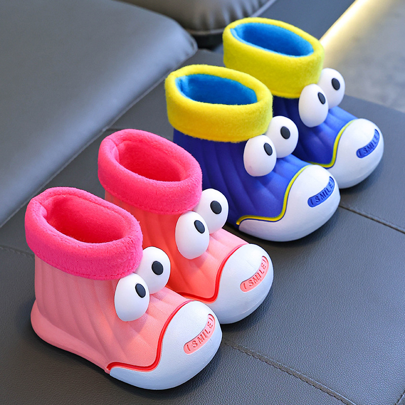 Botas de lluvia para niños, niños, niñas, niños, bebés, niñas, más botas de lluvia de terciopelo, zapatos de agua para estudiantes, zapatos de goma para niños pequeños impermeables y antideslizantes