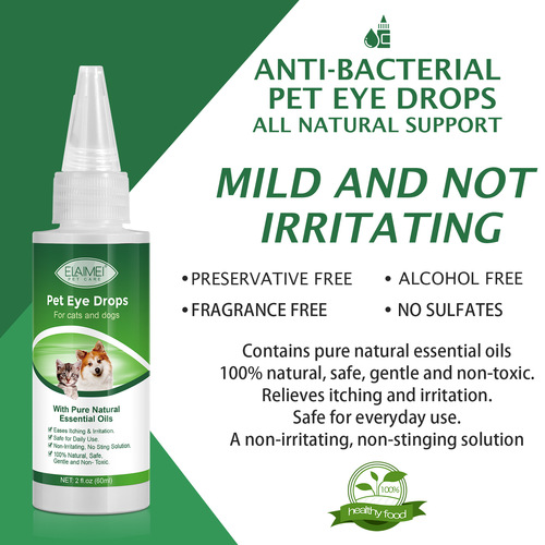 ELAIMEI pet eye drops to remove tear stains and relieve eye itching. Dog and cat conjunctivitis eye drops