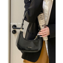 感小众设计黑色包包女2024新款时尚单肩手提包质感腋下饺子包