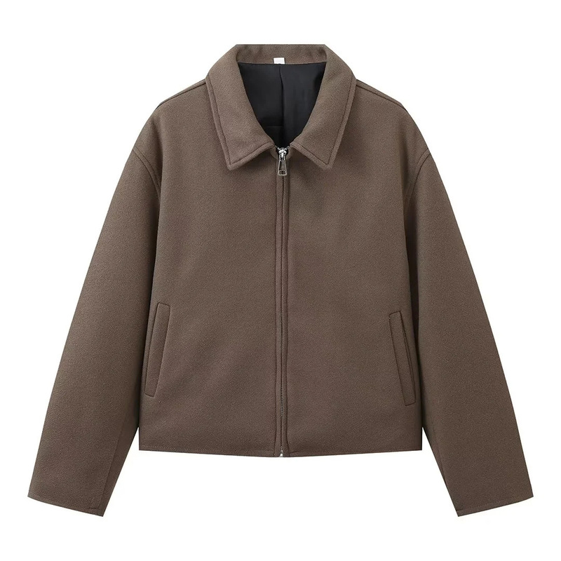 欧米風レディース服 外貿越境人気商品 レトロブラウンルーズジャケット カジュアルコート|undefined