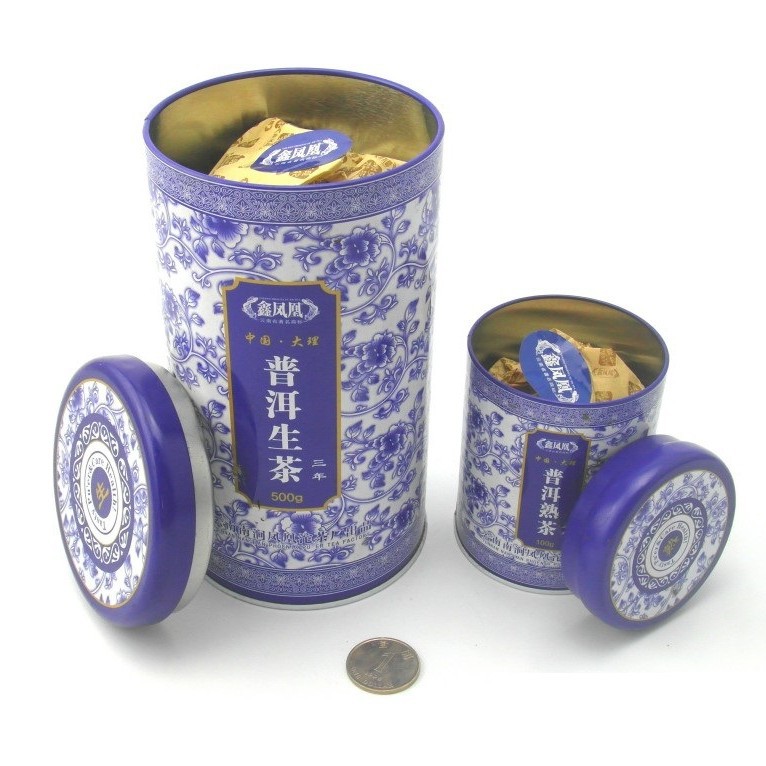 青花瓷茶叶铁罐 密气茶叶罐 铁罐包装厂家 普洱茶铁罐