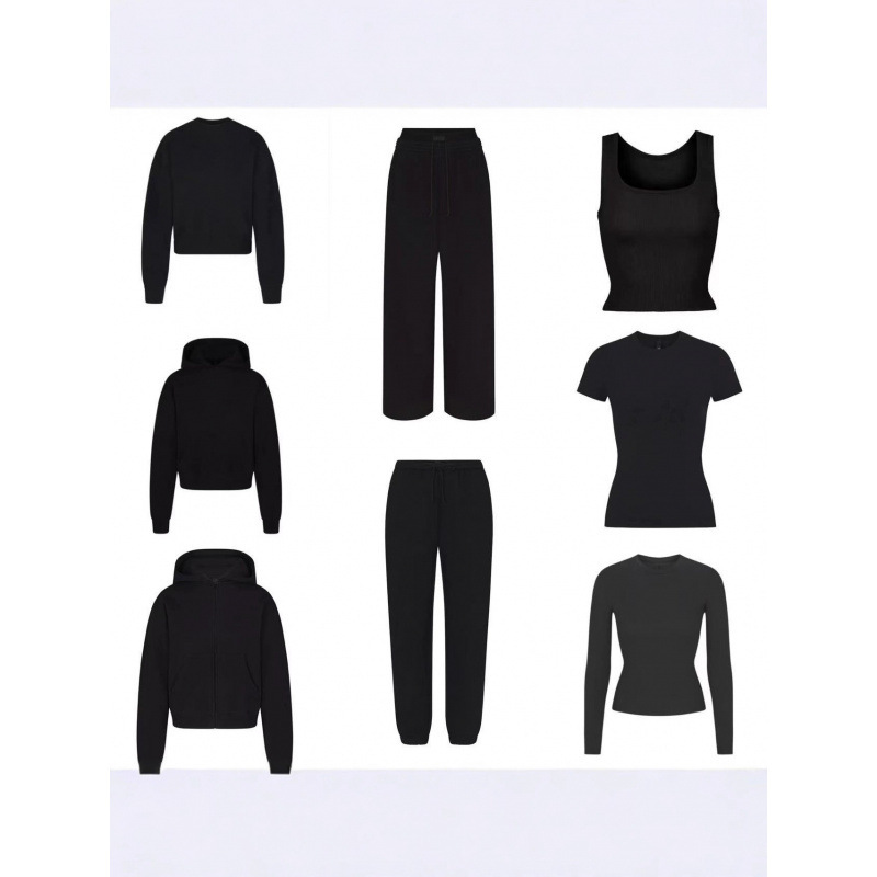 Skims Kardashian Black Series Sweatshirt Jacket Sweatpants Vest Short-Sleeved Long-Sleeved Sports Suit Daily Casual