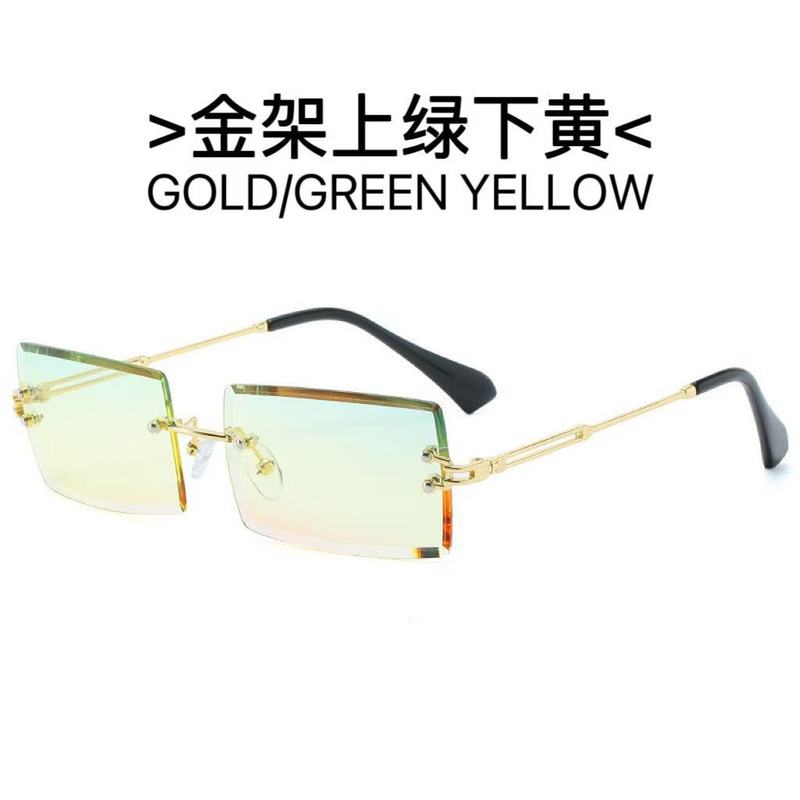 跨境新款无框切边方形时尚墨镜爆款欧美潮流渐变色女士个性太阳镜|undefined