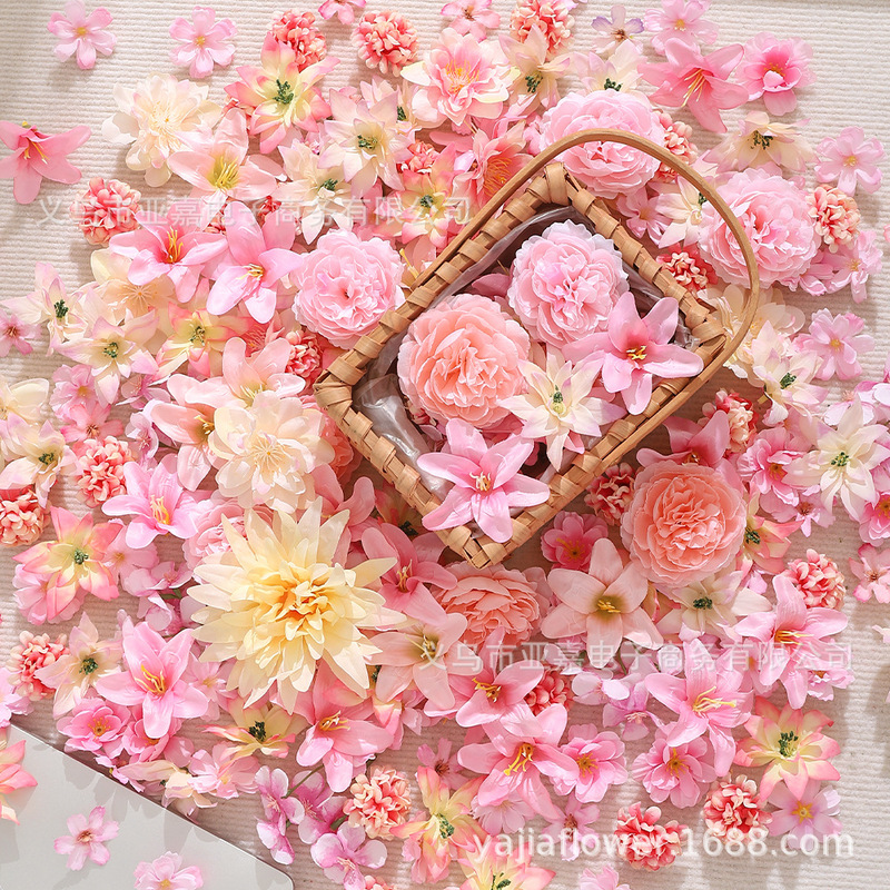 50-Piece Artificial Flower Set, Fake Flower Hairpin, Wreath, DIY Materials, Hanfu Accessories, Wedding Flowers, High-End and Realistic