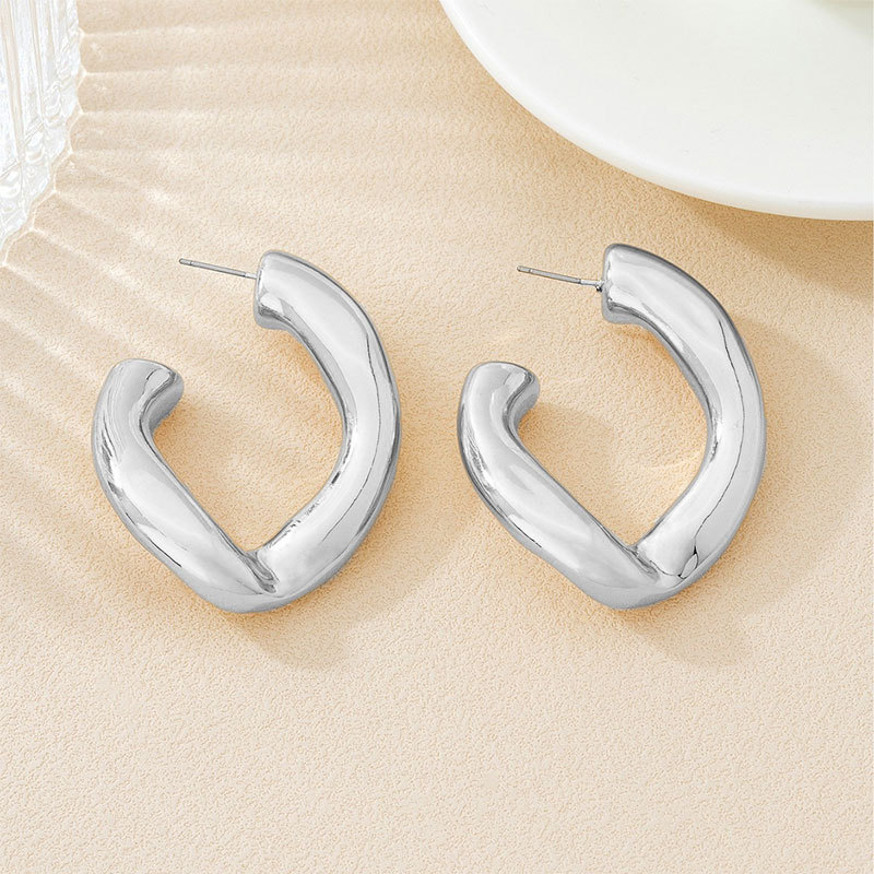Versilberte Statement Ohrstecker Für Damen Alltagsschmuck_voghion.com