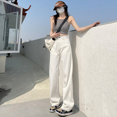 白いジーンズの女性2024春夏カジュアルゆったりとしたワイドパンツ韓国版ハイウエストが痩せています。