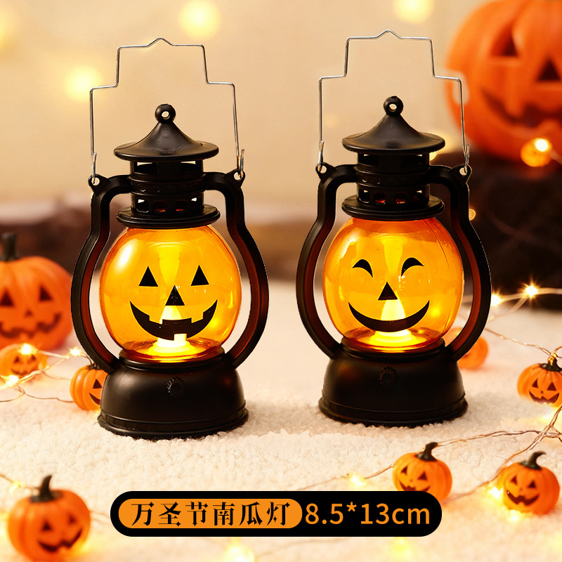 Halloween retro lámpara de aceite portátil lámpara de calabaza fantasma lámpara extraña luminosa luz de noche decoración de pastel 2025