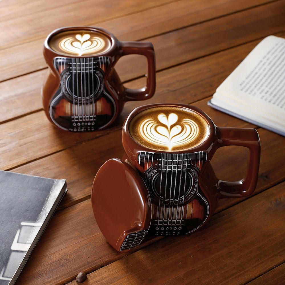 Nuevas tazas de cerámica de guitarra transfronterizas tazas de café creativas tazas de agua tazas de pareja regalos de cumpleaños