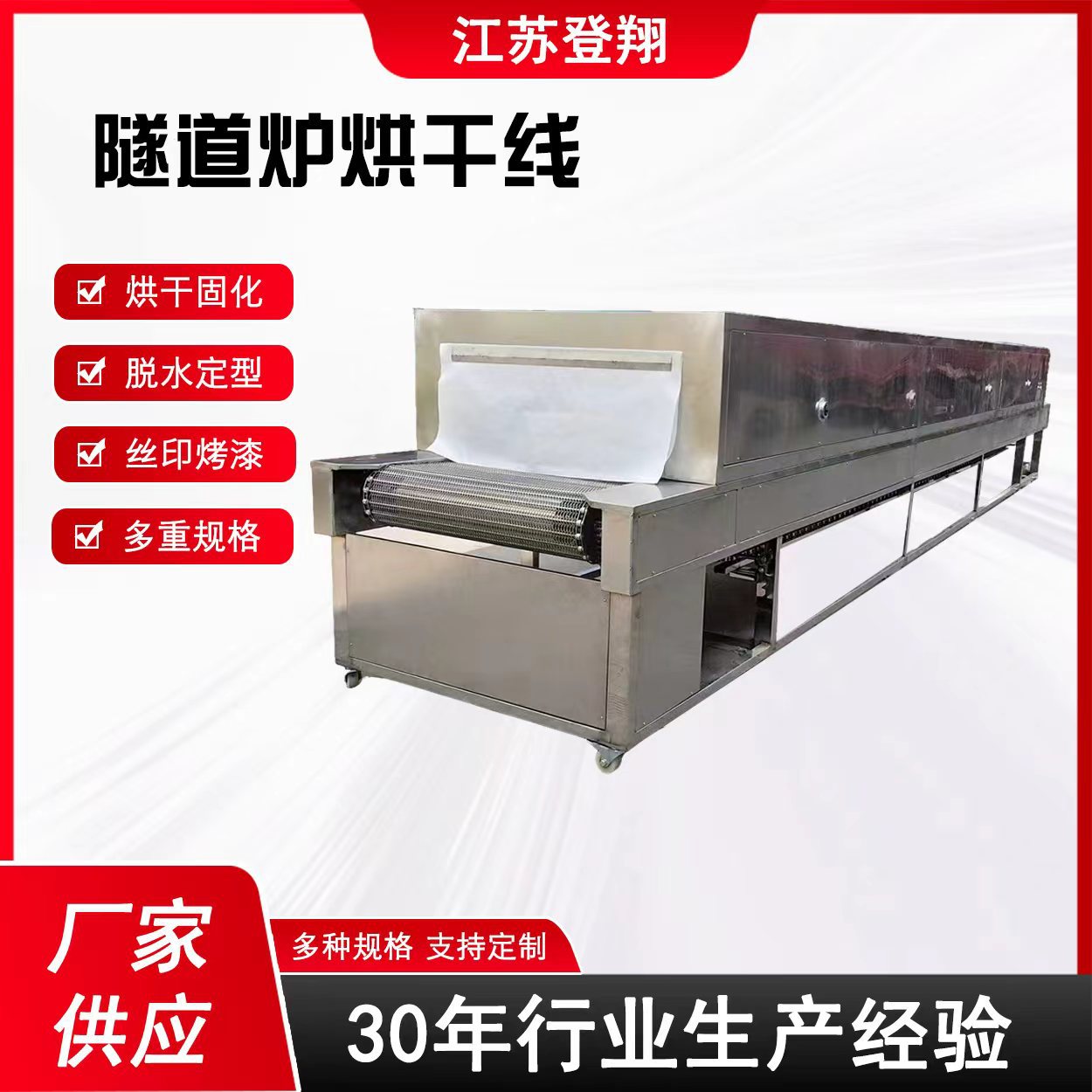 工业隧道炉隧道烘箱烘干线热风循环烘干固化炉高温不锈钢网带炉