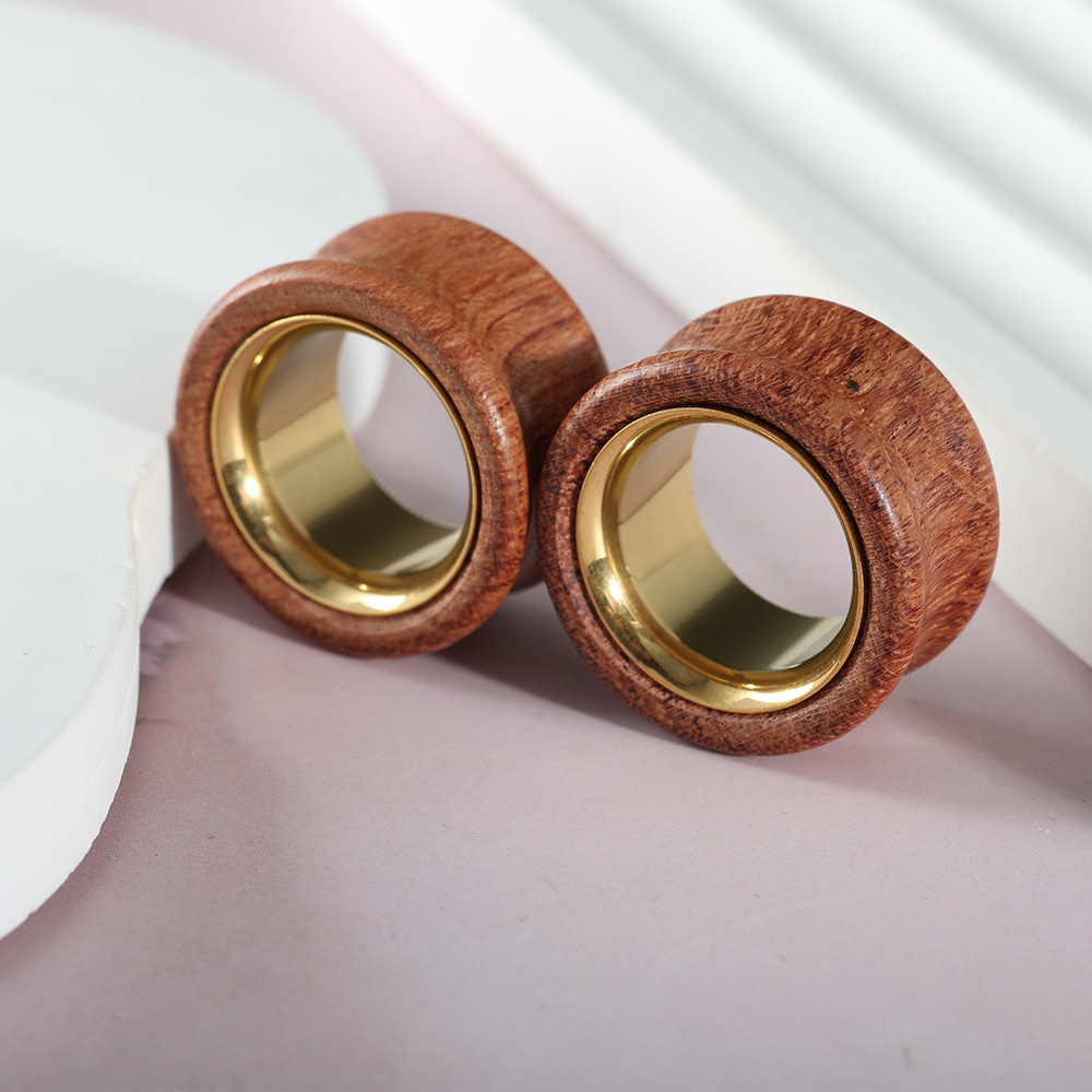 Wood Color Hollow Ear Cuff Expander Earring for Cartilage Piercing, 20mm, Stainless Steel, Geometric Ethnic Style detail image 8