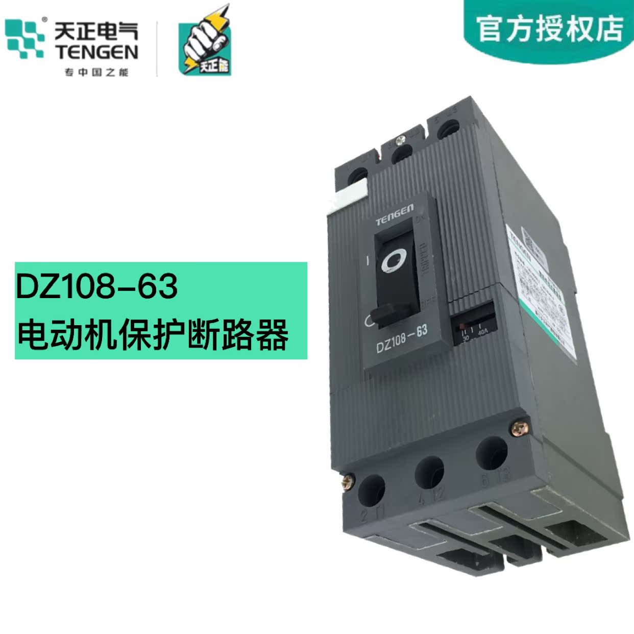 天正电气 DZ108-63 电动机保护断路器 过载短路保护开关4050A 63A