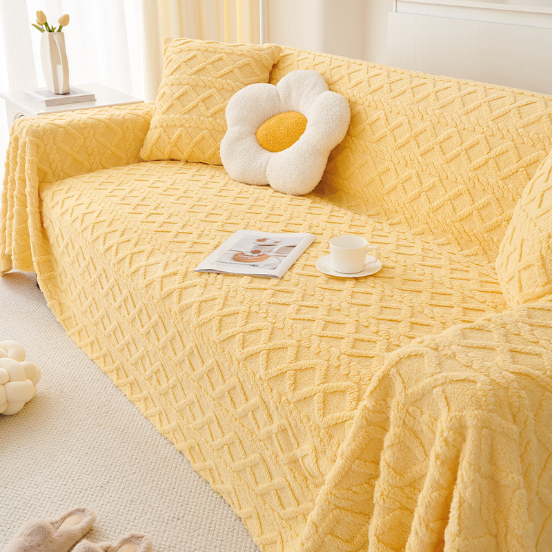 Creamy viento un sofá cubierta de tela de peluche nuevo sofá cubierta todo incluido engrosado sofá toalla antideslizante invierno