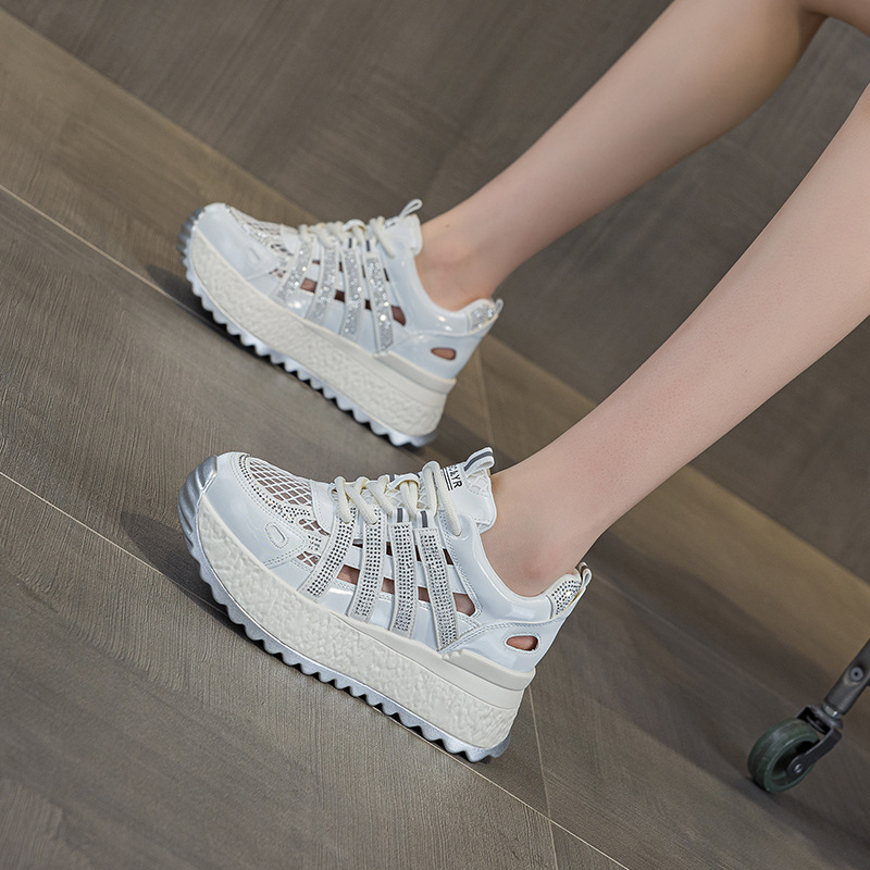 Giày sneaker chunky đế rỗng nữ mặt lưới thoáng khí đế dày mẫu mới mùa hè 2025 — M2865 màu tím, M2865 trắng ngọc trai