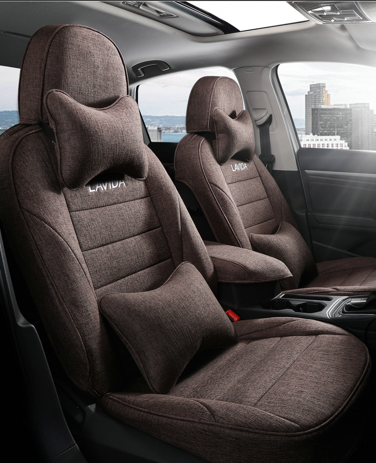 Langyi Four Seasons Linen Special Car Seat Cushion for Five-Seater Sedan, Full Surround, Simple and Comfortable Seat Cover
