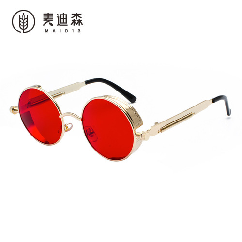 Jet 886 retro punk sunglasses European and American round personality reflective glasses sunglasses for men and women
