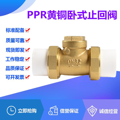 PPR黃銅臥式止回閥PPR20-63自來水管道配件雙活接熱熔單向逆止閥