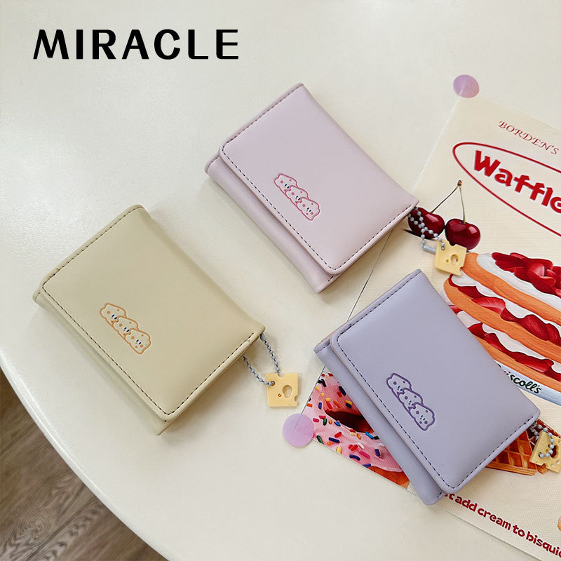 [Galleta de queso] manruike titular de la tarjeta de las mujeres lindas creativo corto tríptico Monedero billetera mujeres