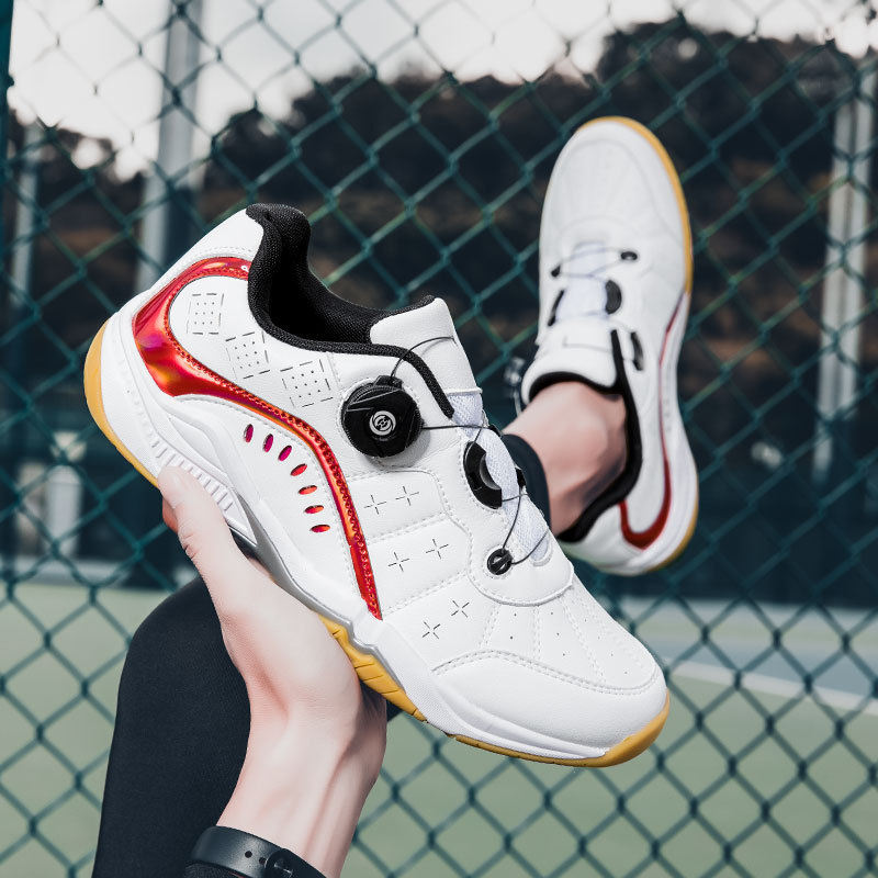 Cross-border Professional Badminton Shoes Non-slip Wear-resistant 46 Rotating Button Lace-up Free Table Tennis Shoes for Male and Female Students