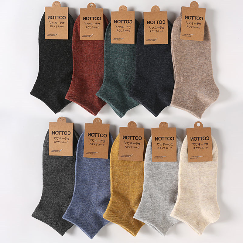New Men's Cotton Boat Socks, Solid Color Men's Summer Short Socks, Breathable Sports Socks, Men's Y-Shaped Socks, Direct from Manufacturer