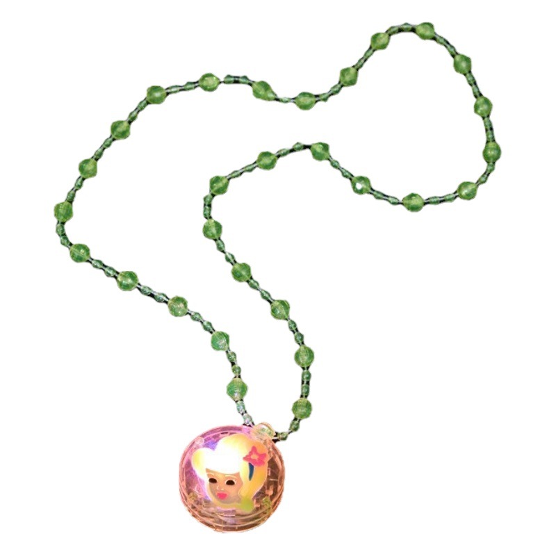 Collar luminoso de gran venta, colgante luminoso, collar acrílico con purpurina de princesa, juguetes pequeños para niños al por mayor para puestos de mercado nocturno