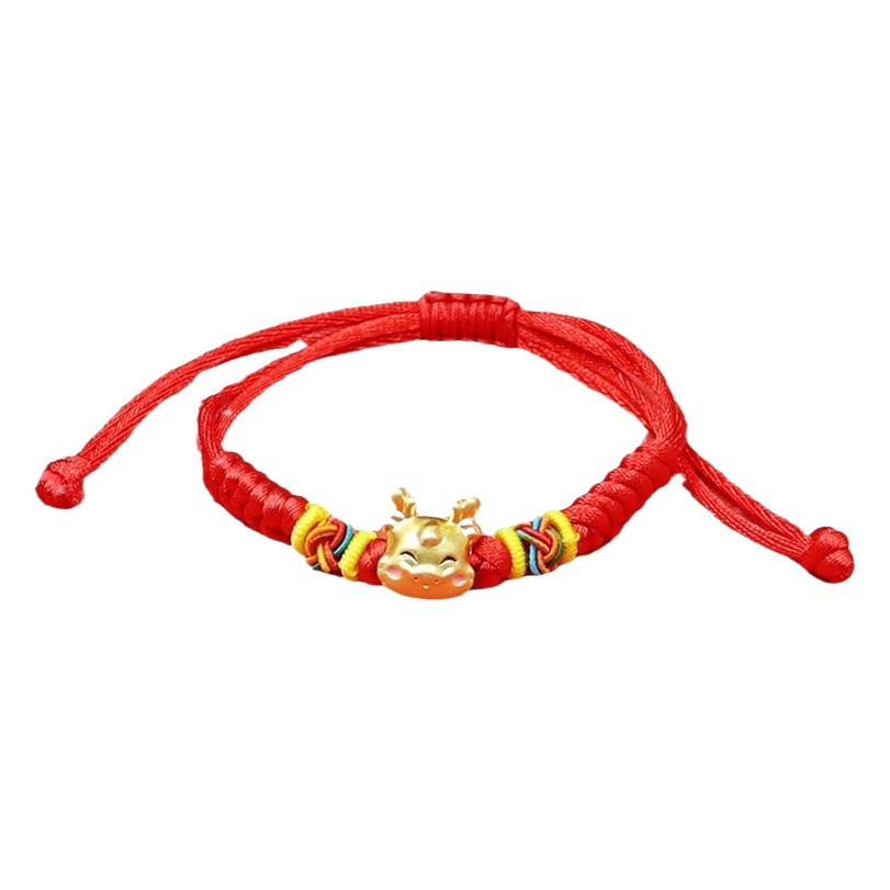 Dragon año Zodiaco año dragón rojo cuerda pulsera doce Zodiaco dragón pareja suerte cuentas pulsera tejida a mano