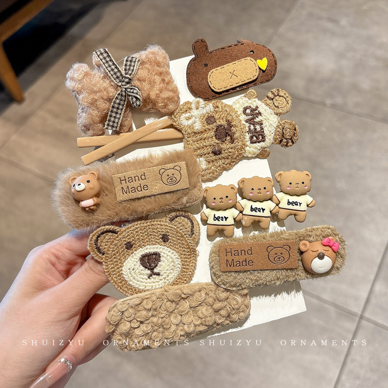 Accesorios para el cabello para niños, café con leche, horquilla, otoño e invierno, nuevas niñas, sin daño, horquilla de felpa, lindo sombrero de clip lateral para bebé