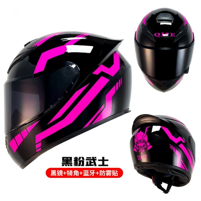 Motosiklet kaskı (dəbilqə) — locomotive electric Bluetooth Knight wholesale - black-and-pink-warrior-black-mirror-corner-bluetooth-anti-fog-sticker-m