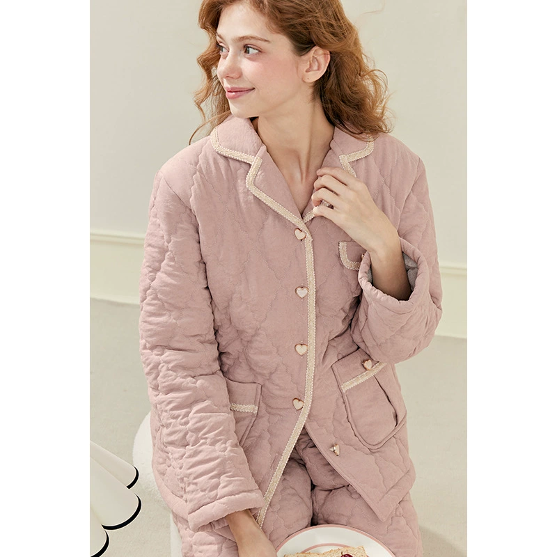 Quilted winter pijama, jacket, fleece keep warm set, increased thickness