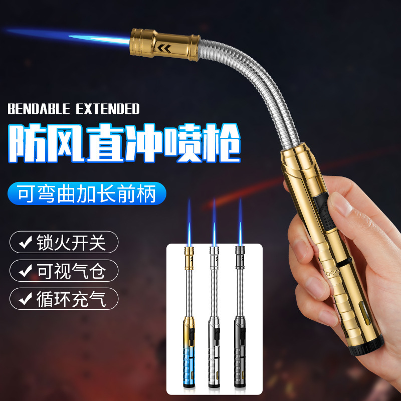 Household Extended Spray Gun Igniter for Gas Stove, Gas Moxibustion, Barbecue, High-Temperature Windproof Lighter, Durable and High-End