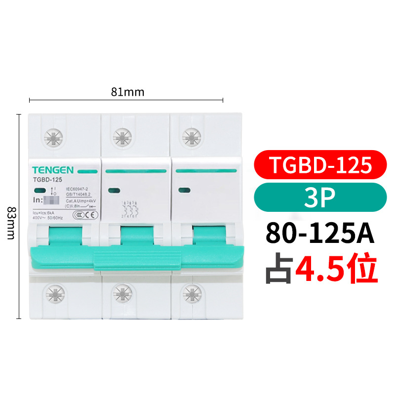 Tianzheng TGBD - 63 interruptor de aire 2p interruptor 1p hogar 3P trifásico 32a pequeño disyuntor 100a vacío image 9