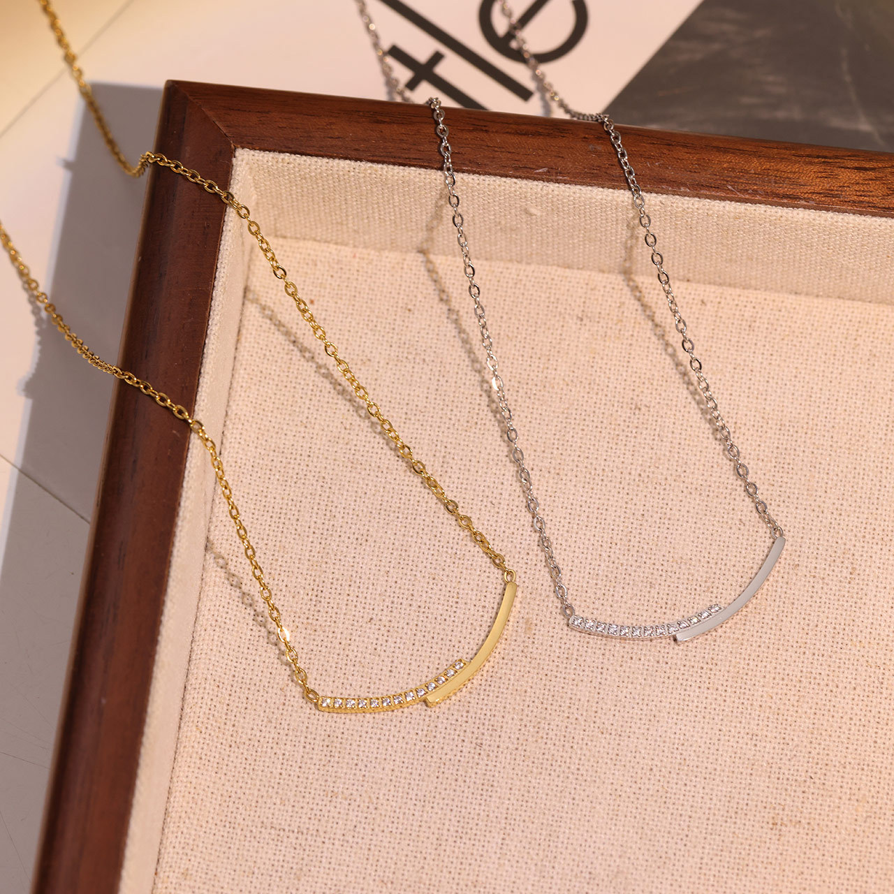 跨境热卖新品微笑小众设计项链女微镶锆石简约时尚百搭气质锁骨链