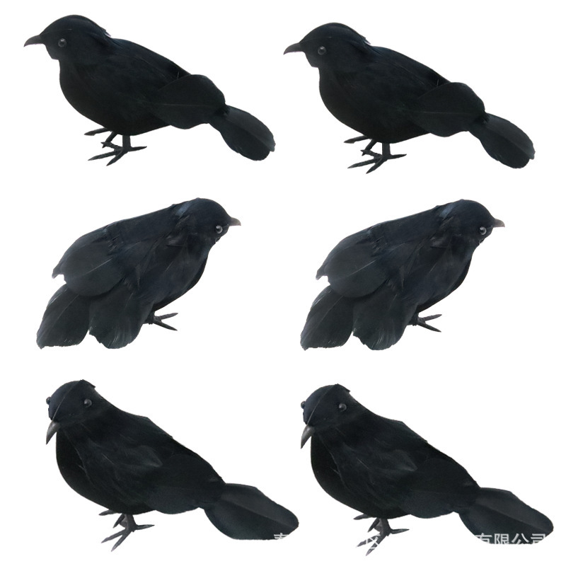 Simulation Black small size Feather Crow Animal Halloween Props Garden Horror Decorative Photography Props Simulation Black small size Feather Crow Animal Halloween Props Garden Horror Decorative Photography Props