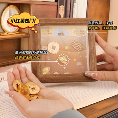 金の鉱夫のフォトフレームdiyは金のアイデアを掘って台を飾って金の豆の収納の置物の材料を集めて四角形の468寸を包みます。