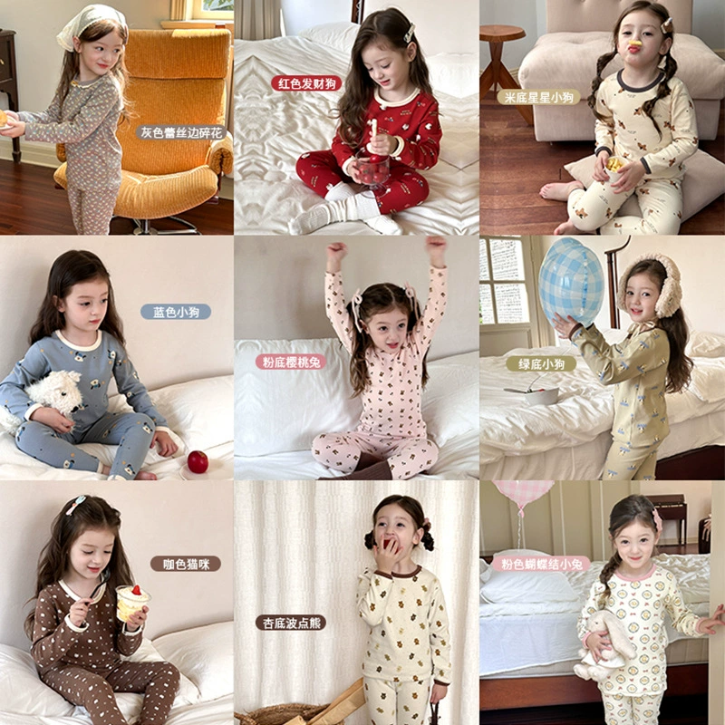 Осенняя одежда и длинные штаны для мальчиков и девочек, детская одежда в стиле k с рисунком, высокоэластичная, мягкая восковая, 280 г, шерстяная домашняя одежда с подтягиванием