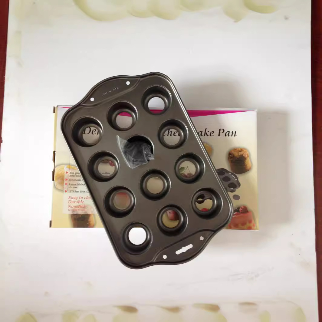 12-agujero redondo Fondo vivo molde de la torta molde para hornear molde de la torta para hornear pan molde de la torta de la Magdalena