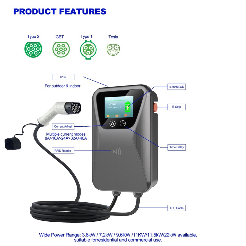 Electric vehicle charging pile 32A new energy intelligent ac pile Bomei wifi connection mobile phone control
