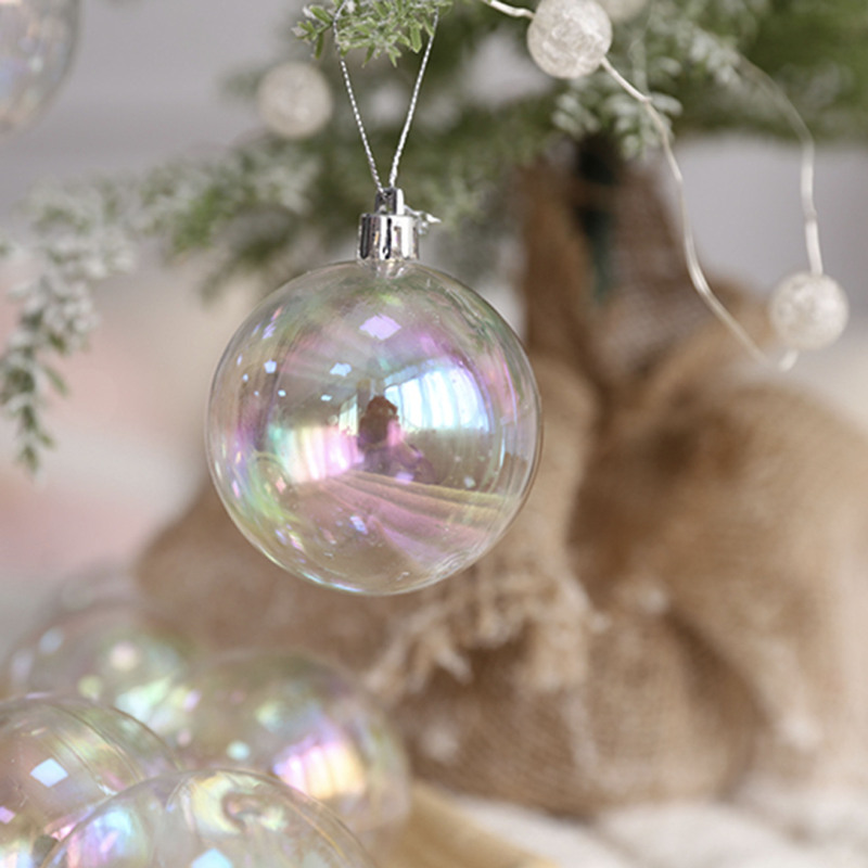 幻彩クリスマスボール七彩透明クリスマス装飾ボールPETクリスマスツリーペンダント誕生日パーティー装飾ボール|undefined