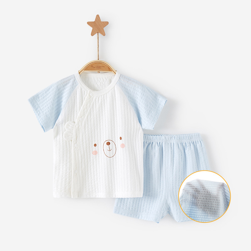 Ropa de verano para bebés traje de Niños de manga corta dividida niña niños de 1 año bebé recién nacido 2 ropa de bebé delgada de verano