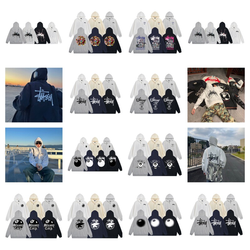 Cross-Border Stus Brand Men's and Women's Zip-Up Sweatshirt, Autumn and Winter Loose Fit, 380g High-Quality Jacket, Dropshipping