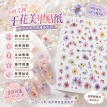 防水持久干花美甲贴纸ins风渐变晕染浮雕闪粉少女清新自然百搭