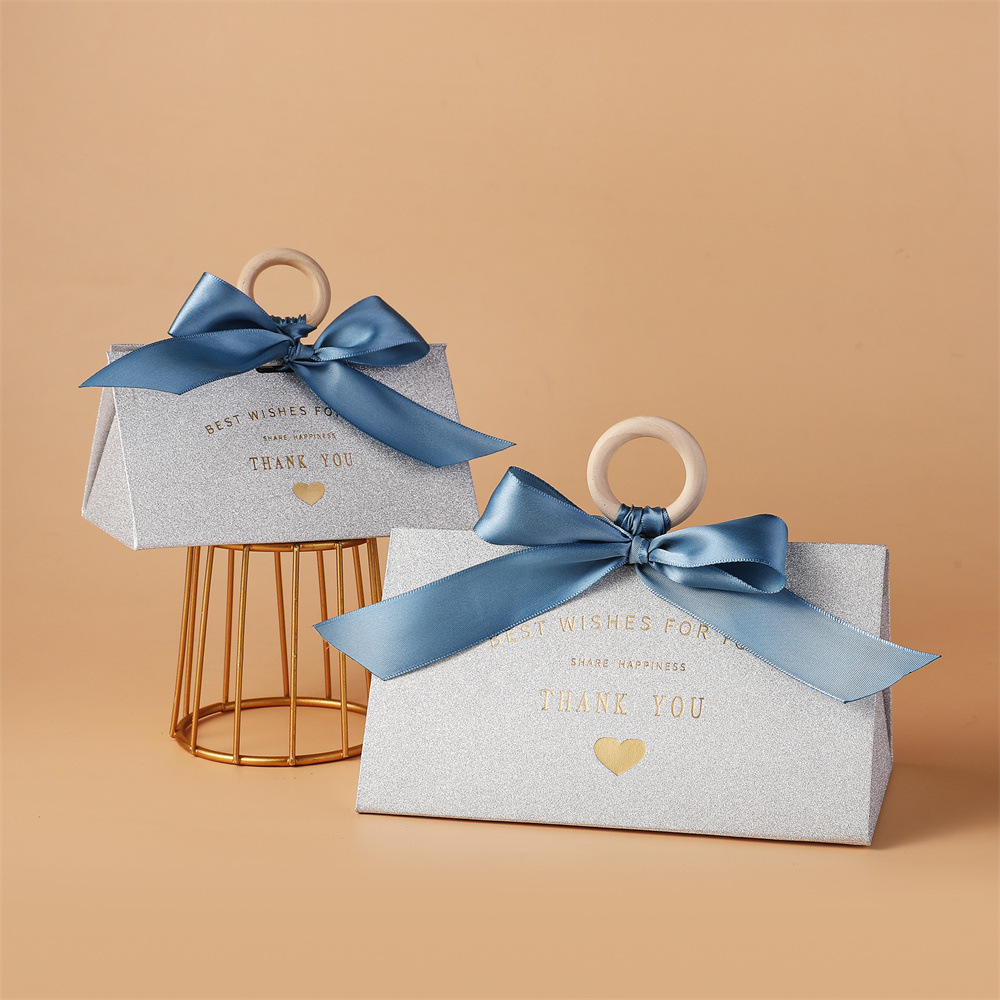 33g Weight Gift Bags Event & Party Supplies 1 Piece Quantity Wedding, Party, Engagement Occasion Wedding Festival Letter, Bow Knot Pattern Wedding Letter Bow Knot Paper Wedding Party Engagement Gift Bags 4