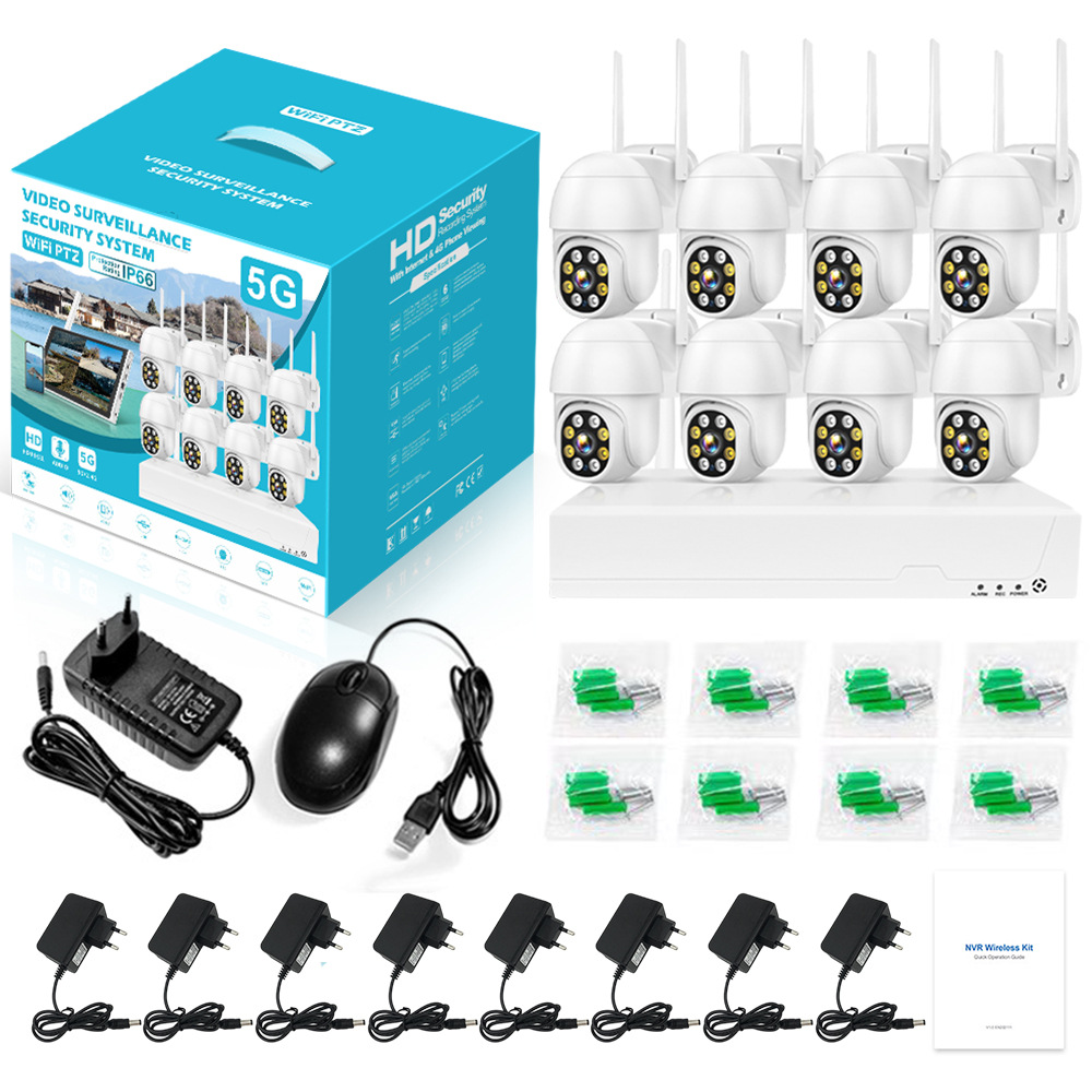 无线带屏监控套装8路高清硬盘录像机免布线摄像头无线WiFi户