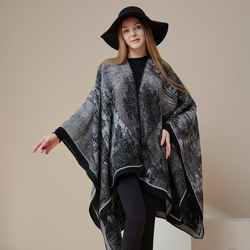  winter new style literary retro shawl women's travel scarf women's autumn and winter dual-purpose cloak outer thickening