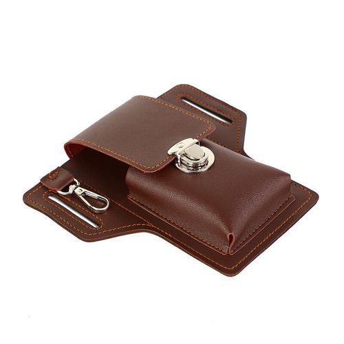 New portable men's belt belt bag simple single layer leather cigarette bag construction site sports mobile phone waist bag wholesale