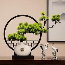 新中式摆件迎客松盆景造景茶桌禅意客厅玄关桌面摆件装饰品