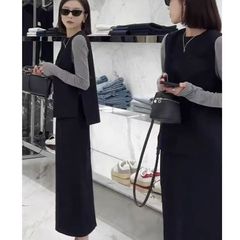 2025早春秋季法式时尚感名媛气质女神范新中式黑色西装马甲套装女