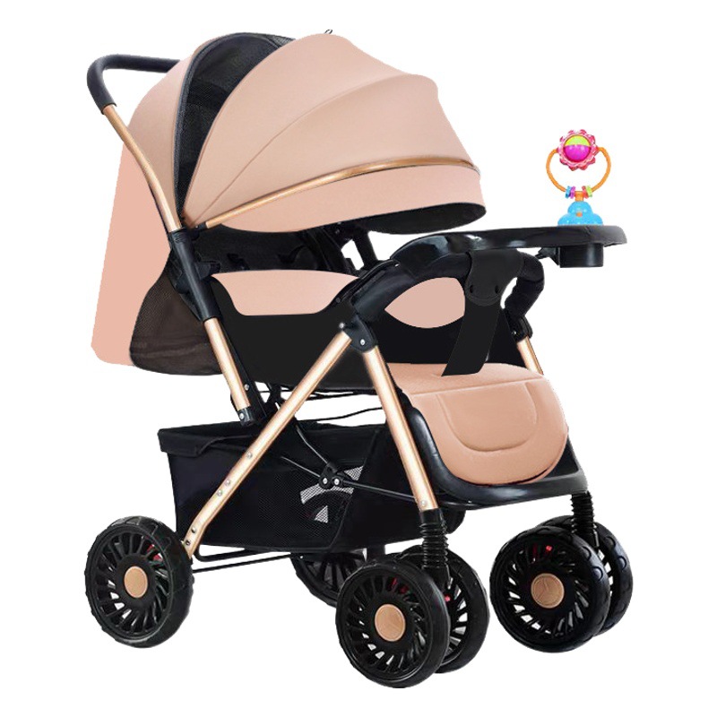 Cochecito de bebé de alta visibilidad, bidireccional, ligero, plegable, de cuatro ruedas para niños.