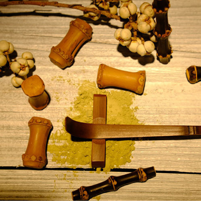 Estilo japonés Matcha herramientas púrpura bambú Matcha polvo cuchara de té de bambú cuchara cucharadita taza de té Selección de té raspado ceremonia del té utensilios