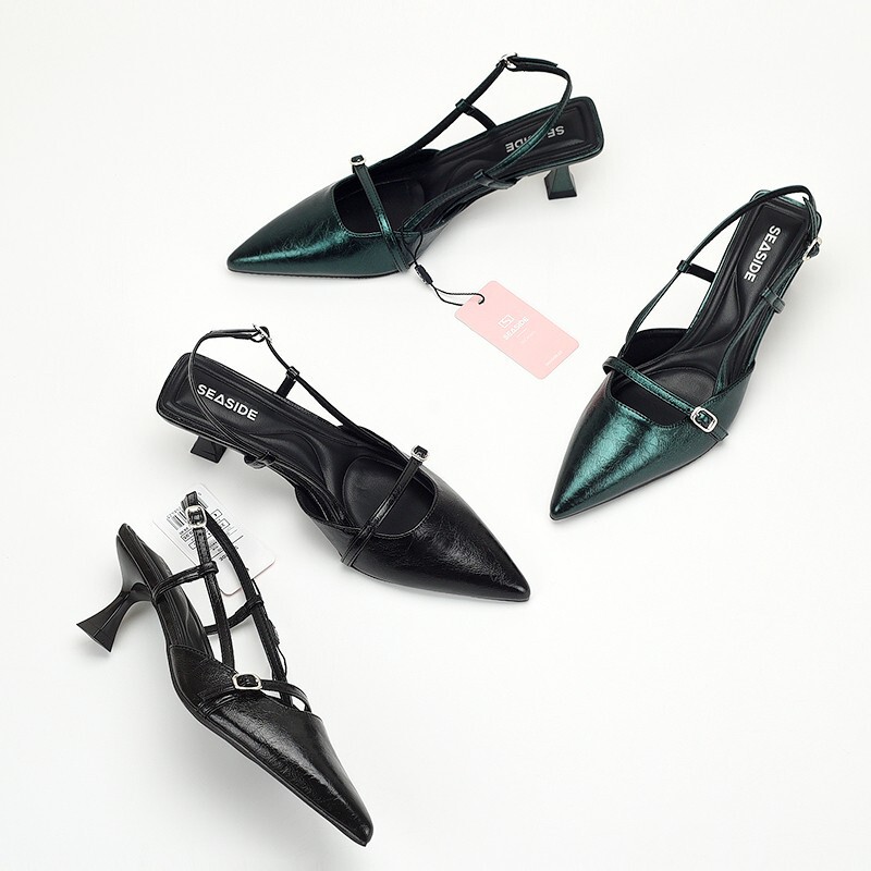 European Original Foreign Trade Crackle-Pattern Pointed-Toe Shallow-Mouth Stiletto High-Heeled Sandals with Belt Buckle and Open-Back Design for Women European Original Foreign Trade Crackle-Pattern Pointed-Toe Shallow-Mouth Stiletto High-Heeled Sandals with Belt Buckle and Open-Back Design for Women